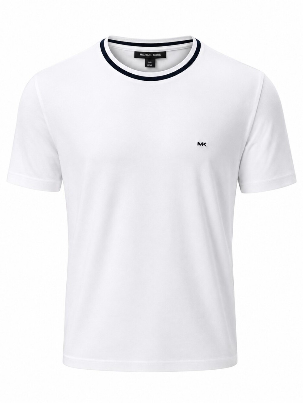 🆕️Michael Kors White T-Shirt Men’s Large MK Logo Crew Neck Designer Tee Minimal